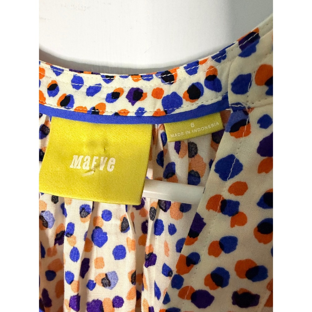 Maeve Anthropologie Sleeveless V-Neck Abstract Dot Print Blouse Purple Orange 8 - Picture 2 of 3